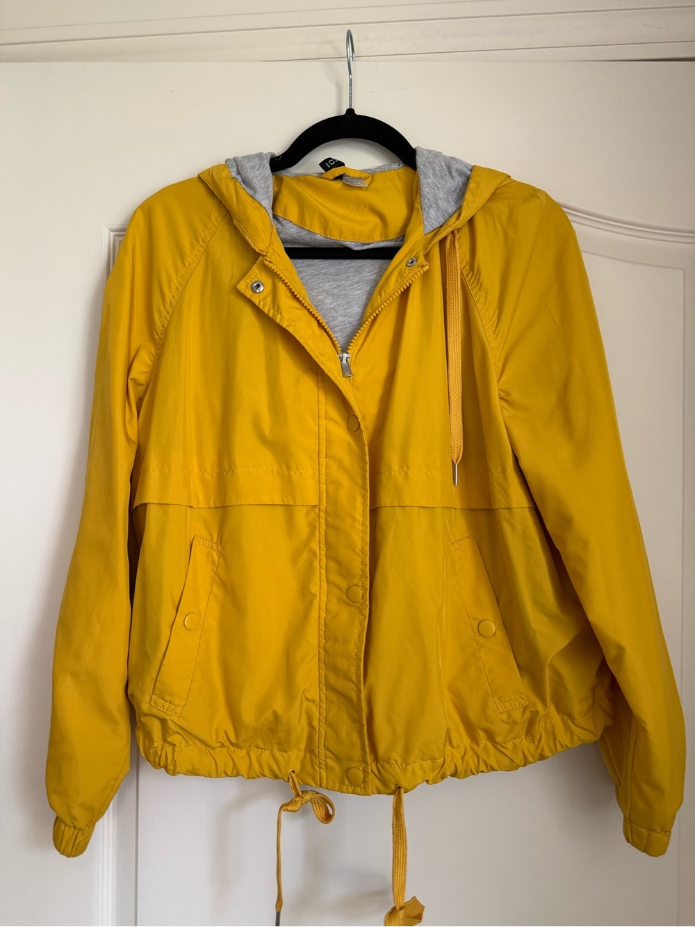 H&M Yellow Hooded Utility Jacket with Grey Lining